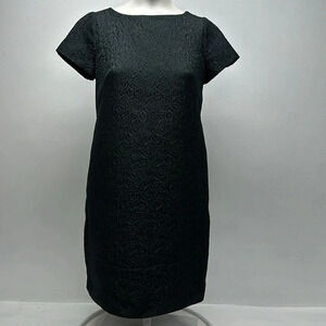 Max Mara Dress Mini Short Sleeve A-Line Zip Up Quilted Textured Black Size US 4